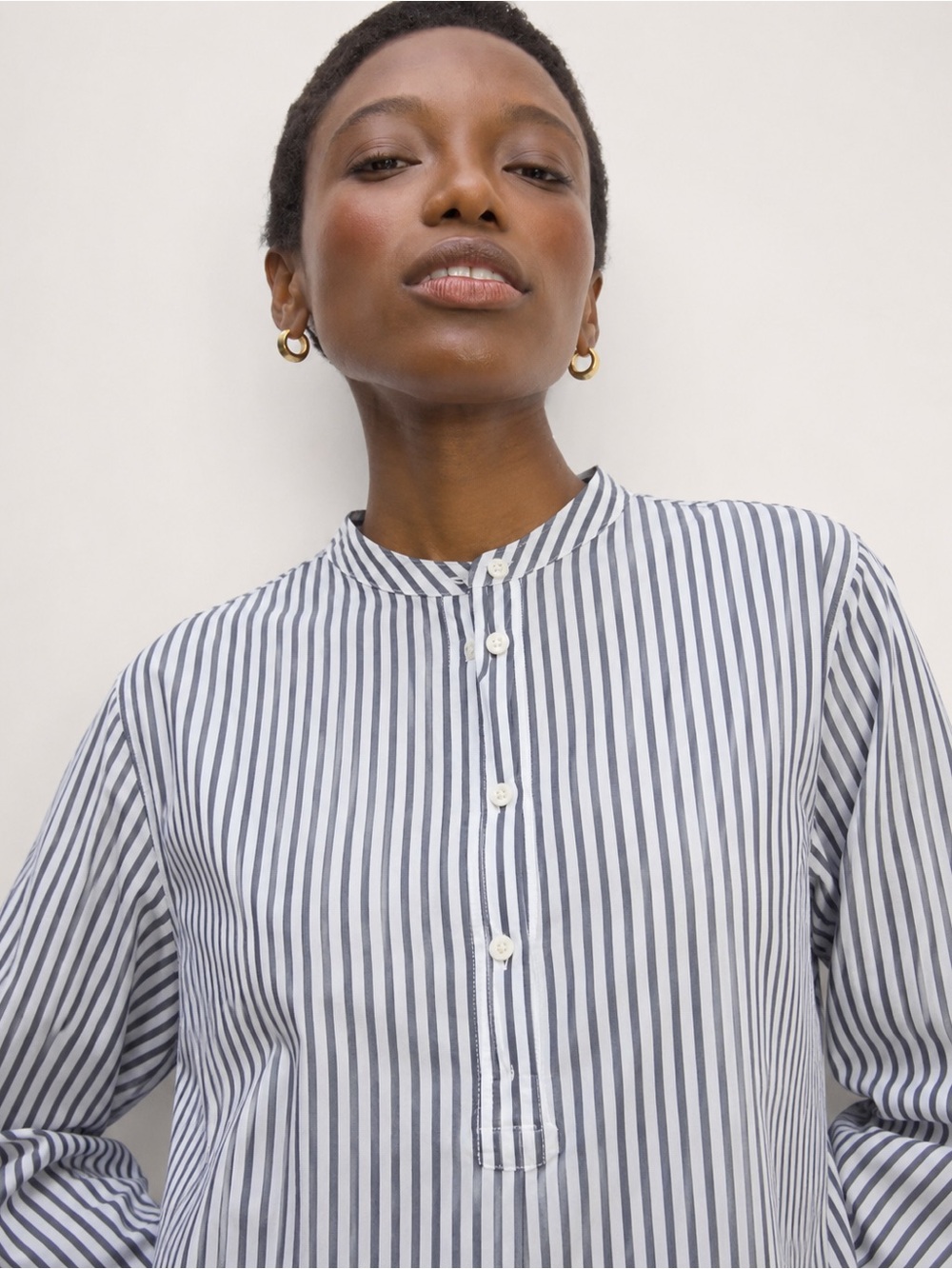 Everlane Striped Popover Shirt Cotton Oversized Minimalist Women Size 6